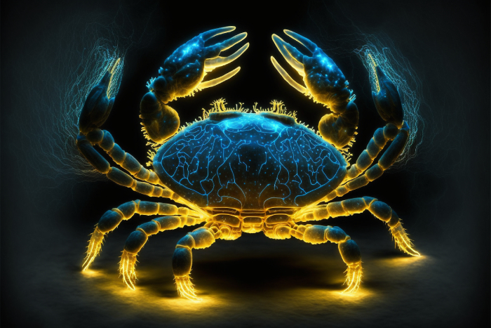 An electrified and glowing Crab